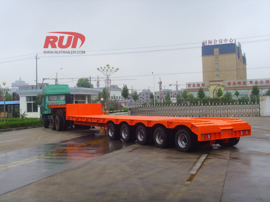 Flatbed trailer loaded with cargo