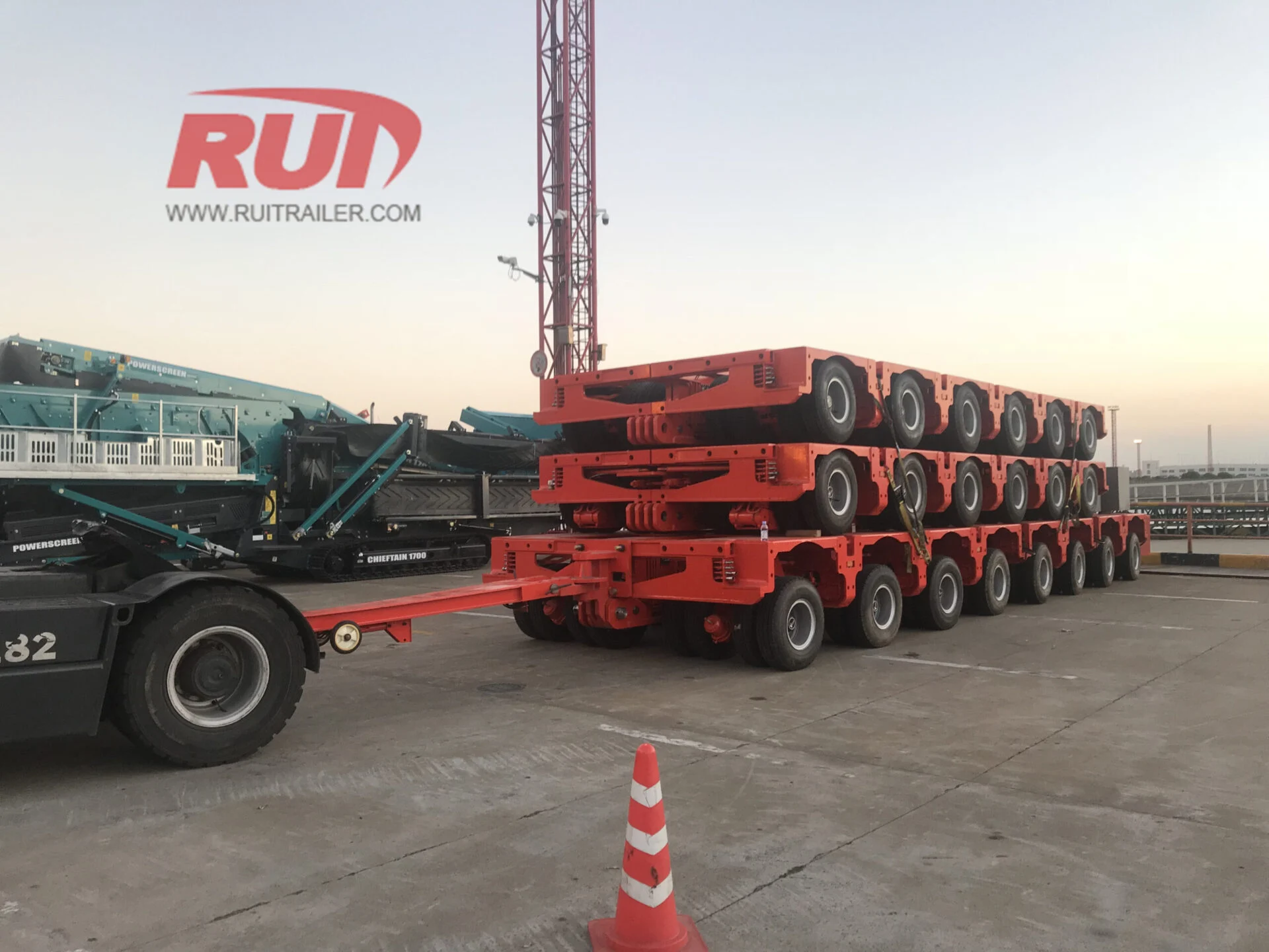 Heavy-duty trailer hauling large loads