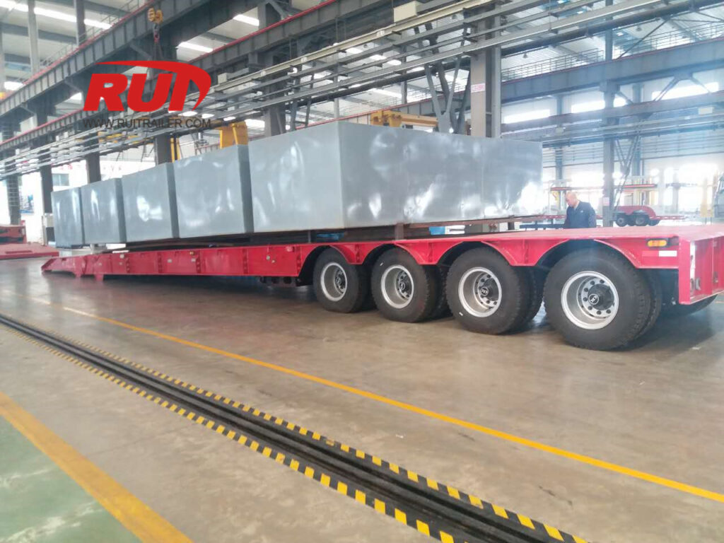 4 axle 80 ton folding gooseneck low bed loading test