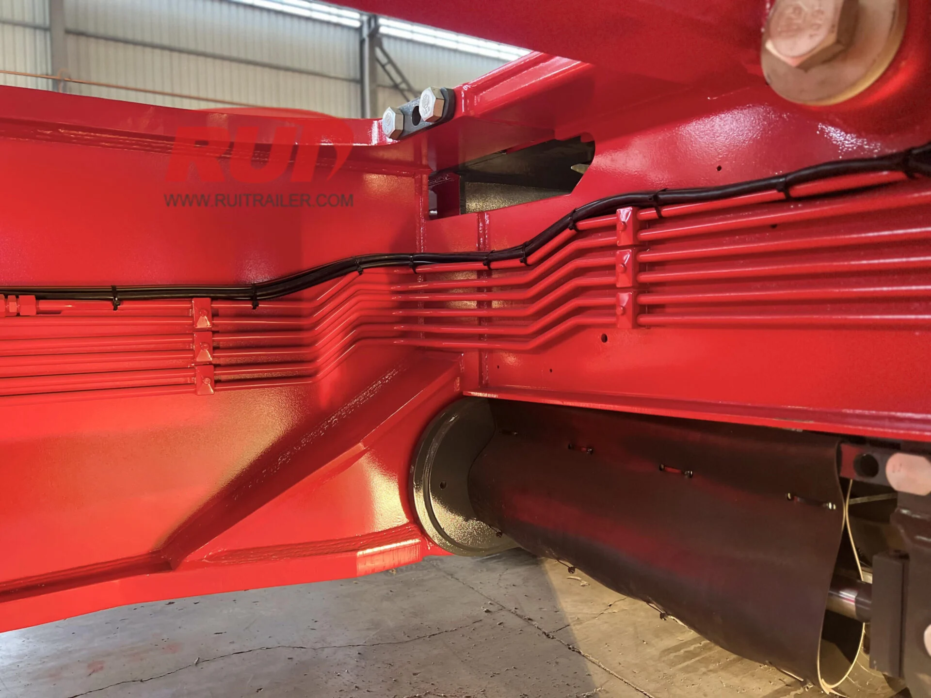 Flatbed trailer loaded with cargo