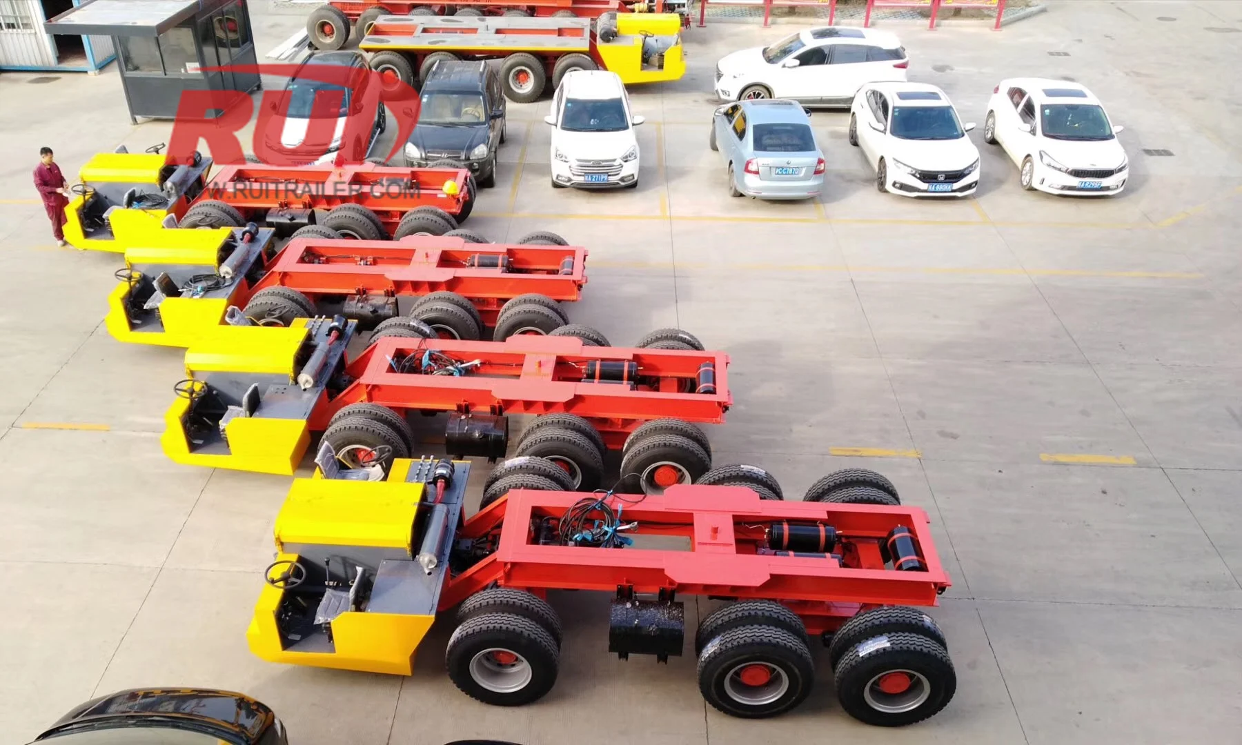 Heavy equipment loaded on trailer