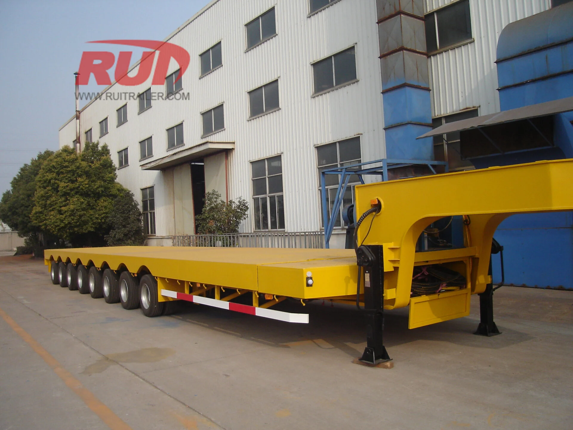 Wind energy equipment loaded on specialized trailer