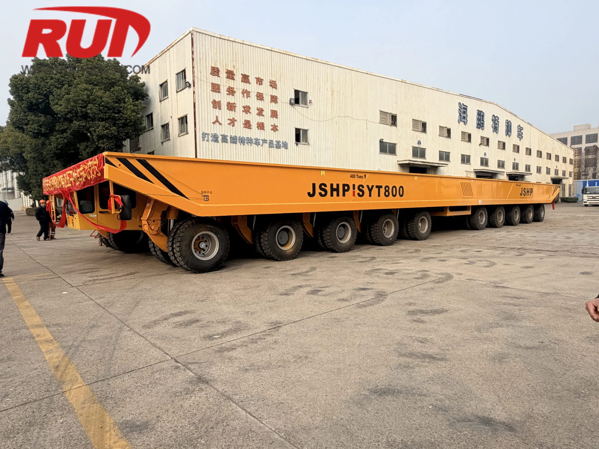 Heavy lift vessel leaving shipyard after successful launch