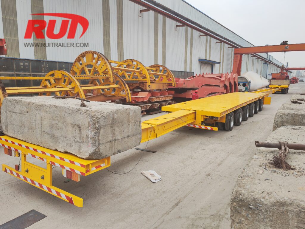 62m wind turbine blade trailer loading test for carry wind blades