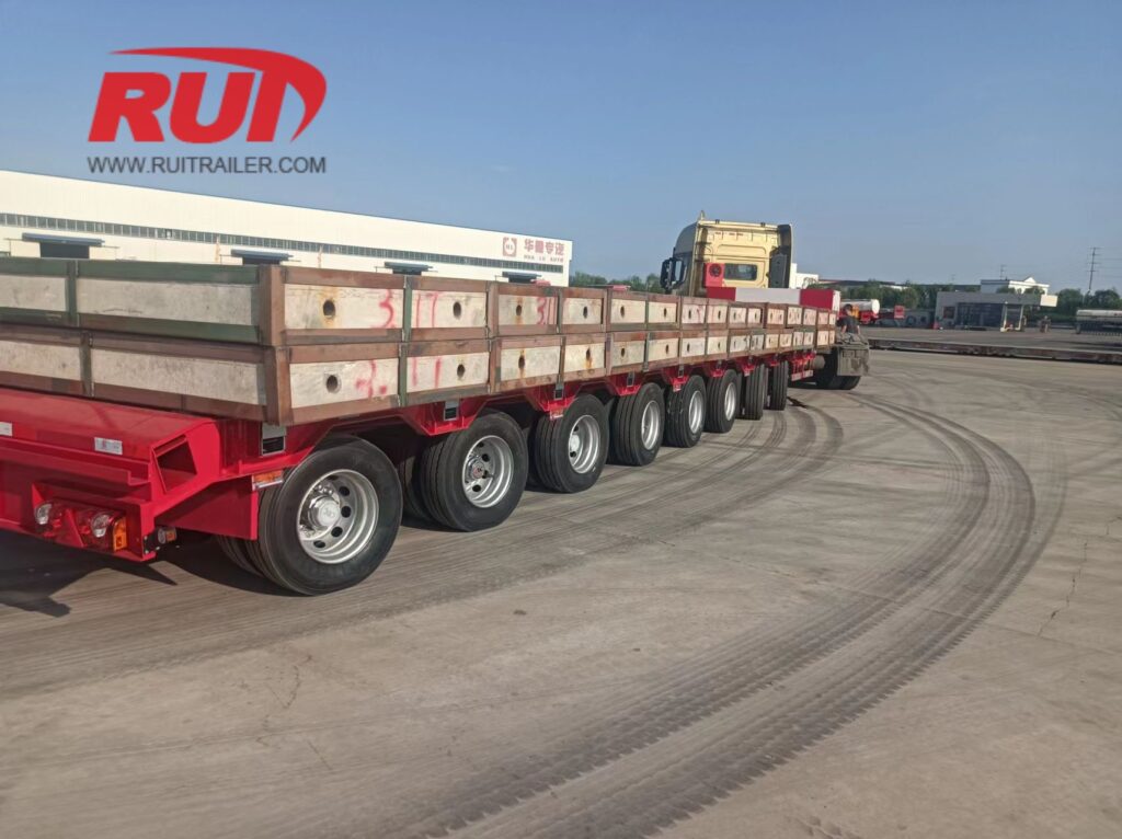 8 axle heavy duty low bed trailer loading test