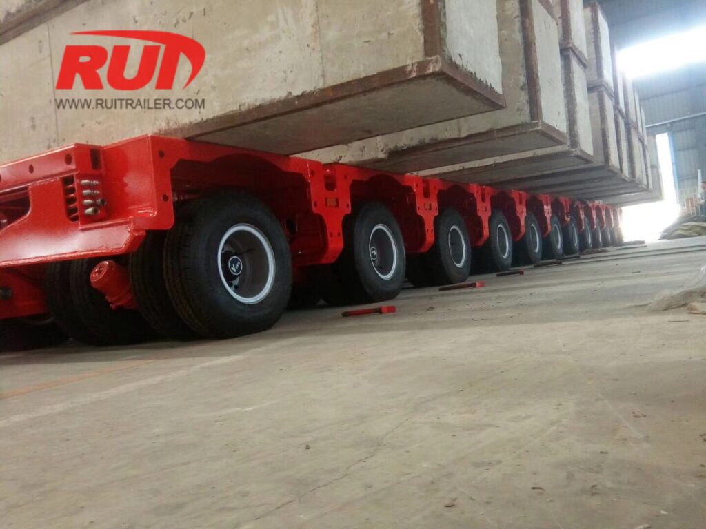 loading test china modular trailer before delivery