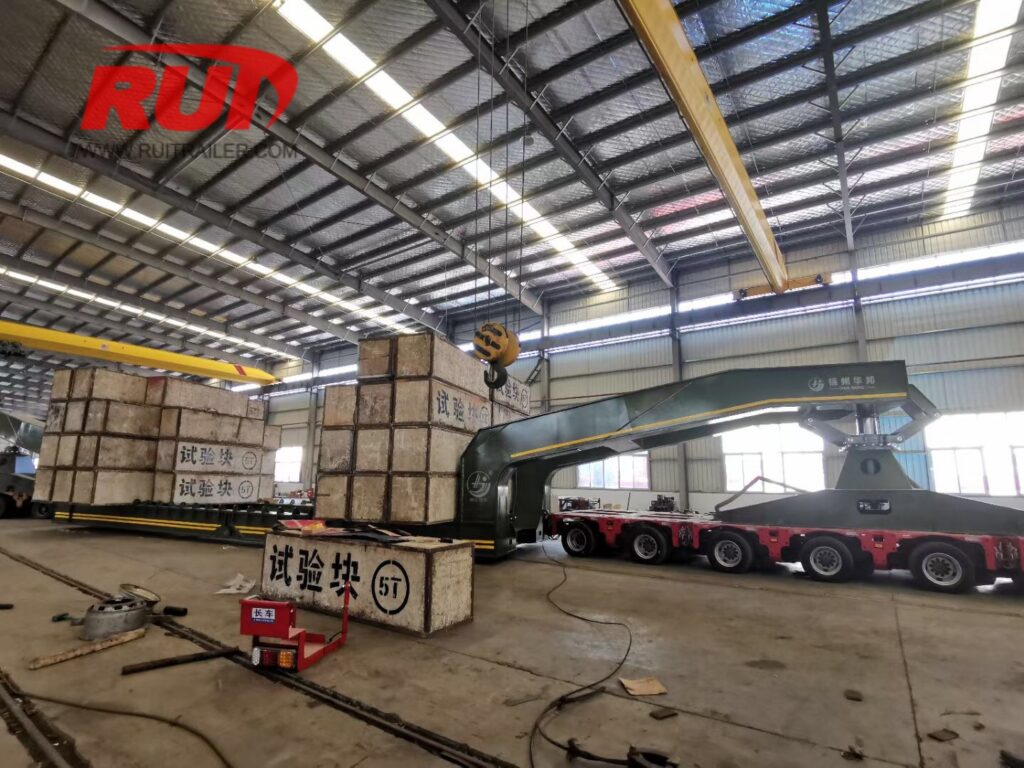 loading test on girder bridge trailer at factory