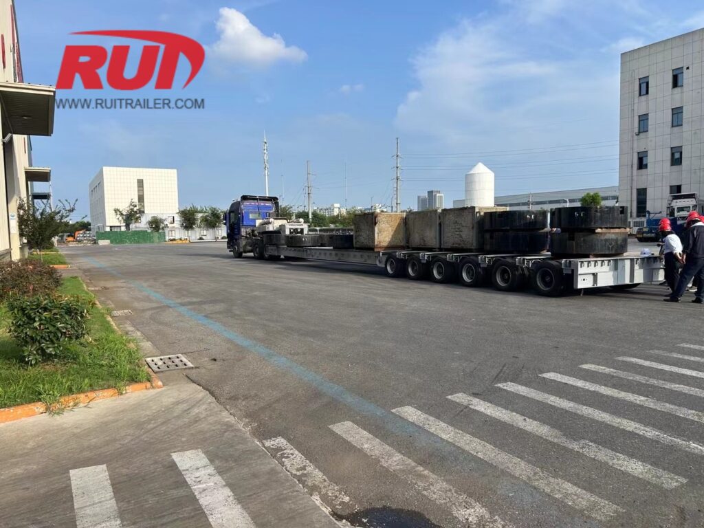 multi axle trailer with steerable axle loading test