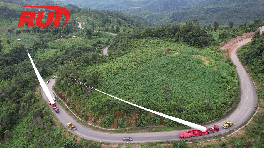 giant wind blade mountain road transport