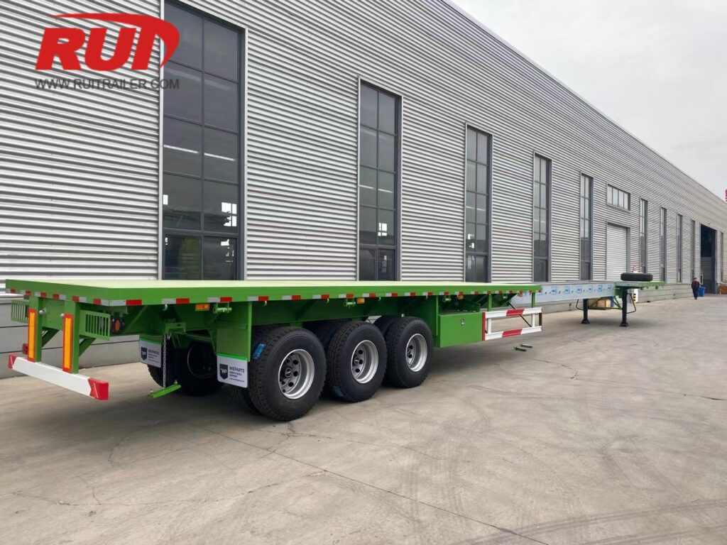 specialized platform semi trailer engineered to adjust its deck length to match the cargo